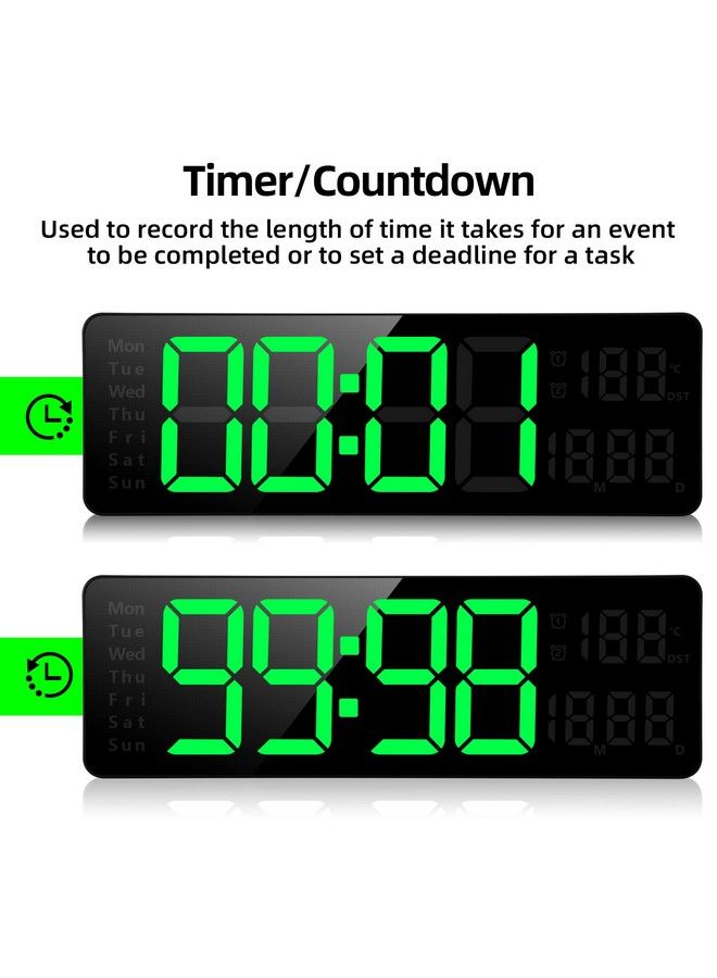 Digital Wall Clocks Wall Clock With Day And Date Modern Wall Clocks For Living Room Silent Wall Clocks For Bedrooms With Remote Control 13 In. Dimmable Countdown Led Clock