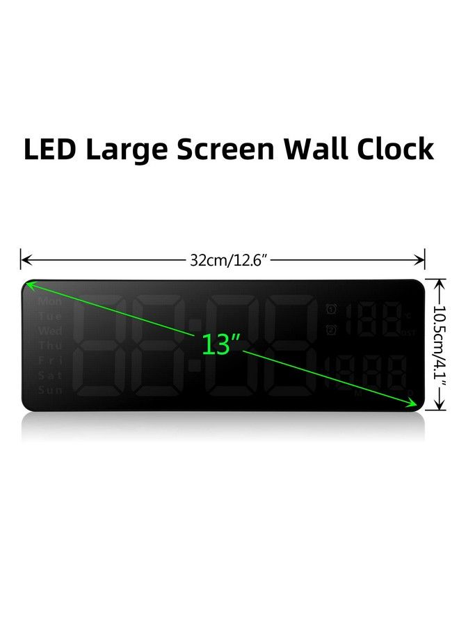 Digital Wall Clocks Wall Clock With Day And Date Modern Wall Clocks For Living Room Silent Wall Clocks For Bedrooms With Remote Control 13 In. Dimmable Countdown Led Clock