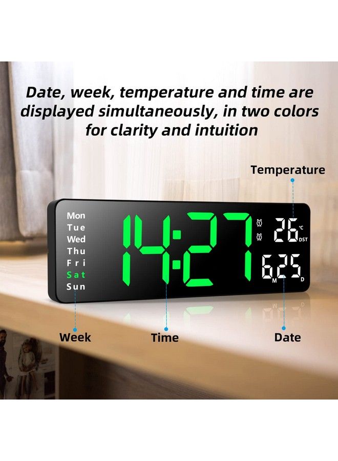 Digital Wall Clocks Wall Clock With Day And Date Modern Wall Clocks For Living Room Silent Wall Clocks For Bedrooms With Remote Control 13 In. Dimmable Countdown Led Clock