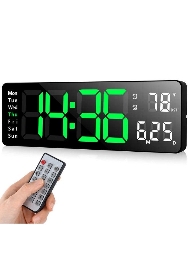 Digital Wall Clocks Wall Clock With Day And Date Modern Wall Clocks For Living Room Silent Wall Clocks For Bedrooms With Remote Control 13 In. Dimmable Countdown Led Clock