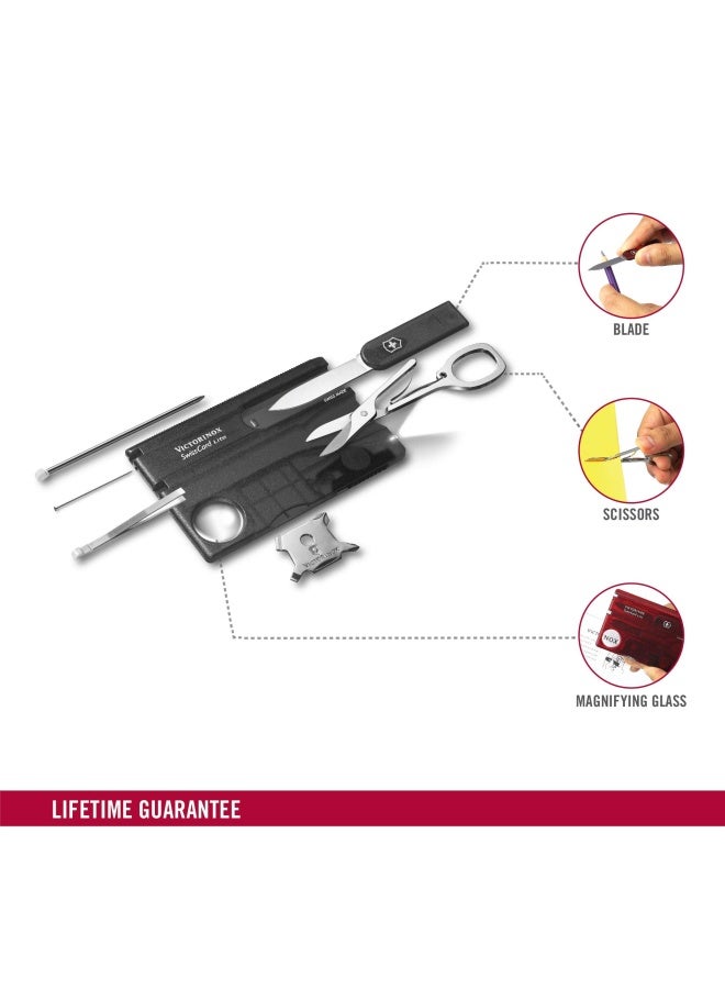 VICTORINOX SWISS CARD LITE 0.7333.T3 BLACK TRANSPARANT Swiss made functional companion with 13 functions