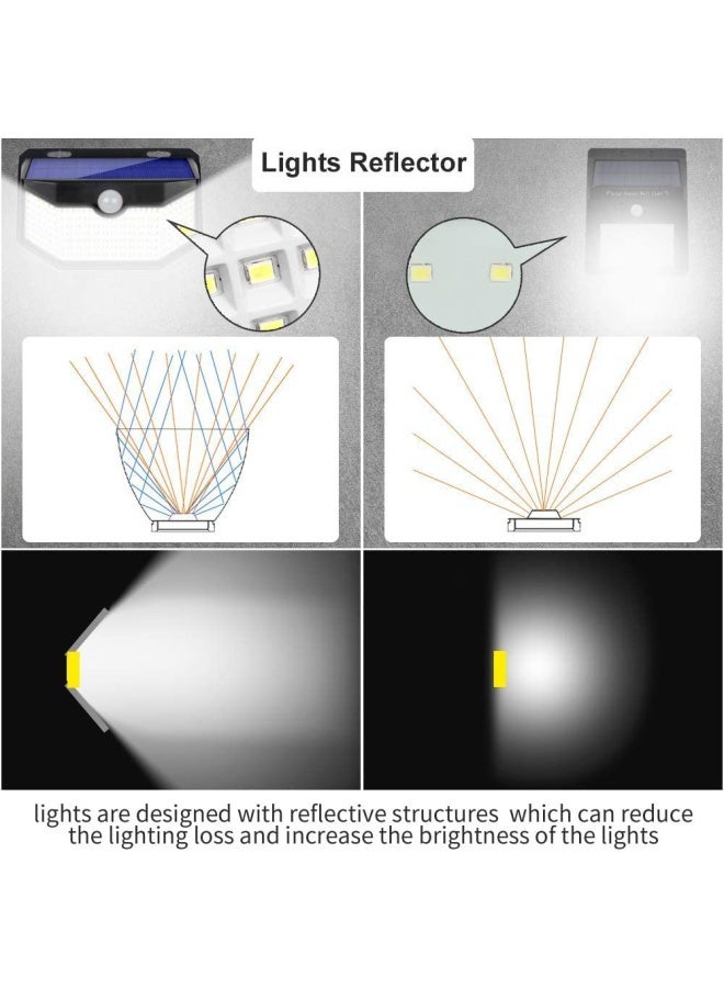 Hmcity  Solar Lights Outdoor 120 Led With Lights Reflector And 3 Lighting Modes Motion Sensor Wall Lights Ip65 Waterproof Solar Powered For Garden Patio Yard 2Pack