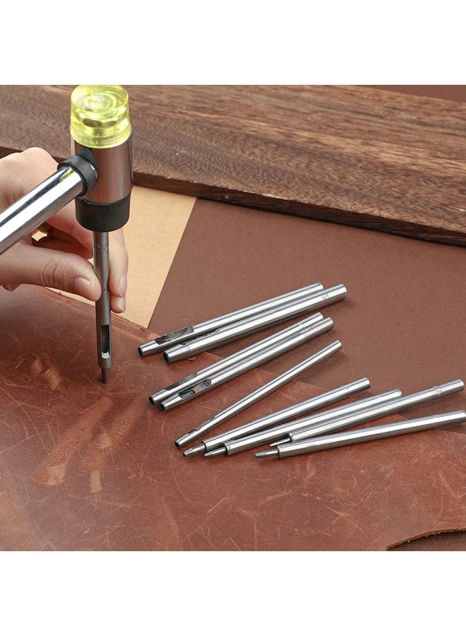 Jmuiiu 10 Pieces Leather Hole Punch Cutter 0.5Mm-3.5Mm Hollow Punch Set For Leather Crafting Round Hollow Tools For Watch Bands Belts Canvas Paper Rubber Soft Material Working