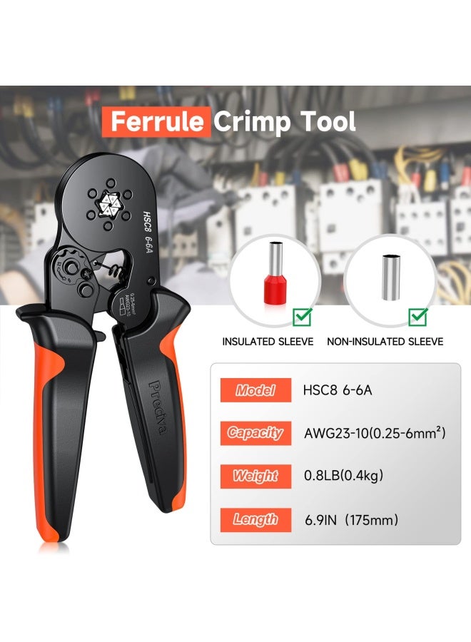 Ferrule Crimping Tool  Self-Adjusting Ratchet Hexagonal Wire Crimping Plier For Awg23-10 0.25-6.0Mm