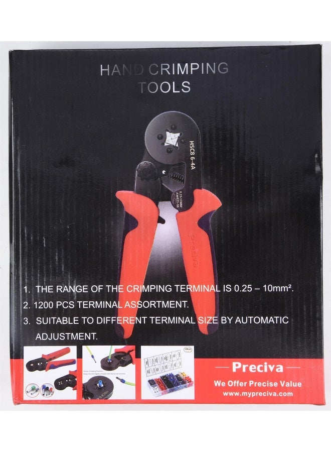 Ferrule Crimping Tool Kit  Awg23-7 Self-Adjustable Ratchet Wire Crimping Tool Kit Crimper Plier Set With 1200Pieces Wire Terminals Crimping Connectors Wire End Ferrules