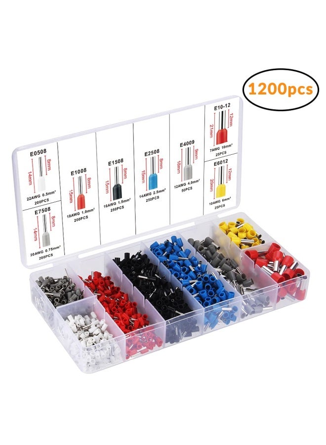 Ferrule Crimping Tool Kit  Awg23-7 Self-Adjustable Ratchet Wire Crimping Tool Kit Crimper Plier Set With 1200Pieces Wire Terminals Crimping Connectors Wire End Ferrules