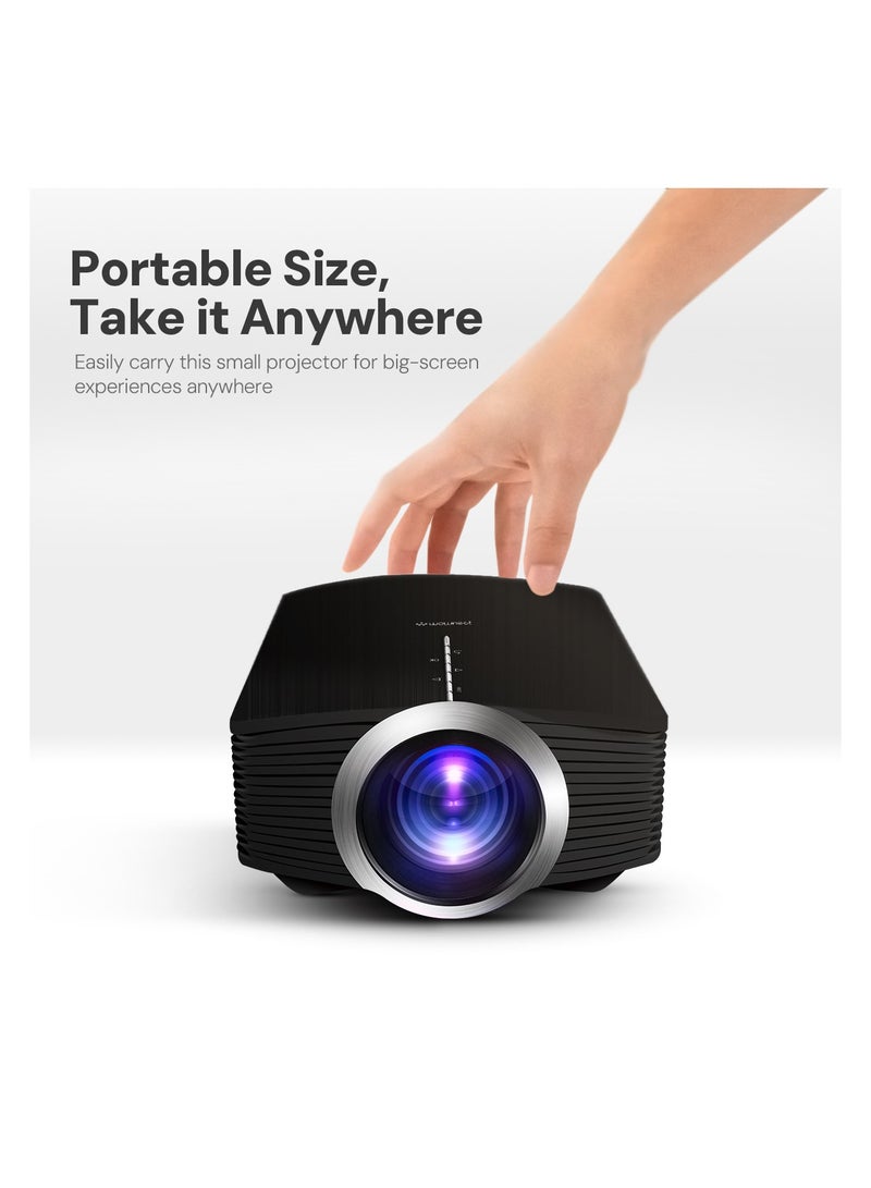 Mini Projector, LED Portable Projector Full HD 1080P Supported, Phone Projector for Kids Home Theater Compatible with Smartphone, Laptop YG500 Basic Black