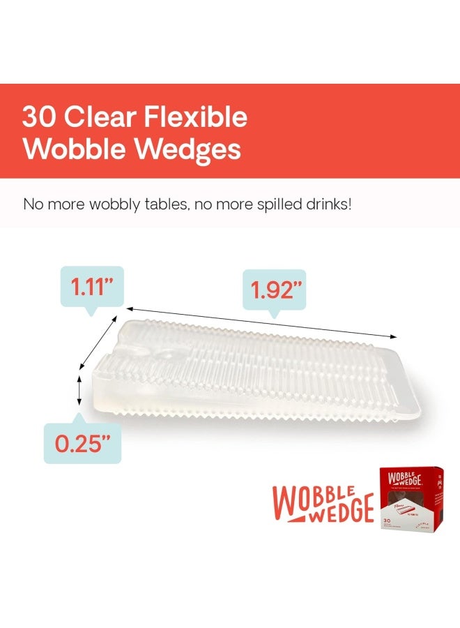 Wobble Wedges Flexible Plastic Shims, 30 Pack - Made In Usa - Multi-Purpose Shim Wedges For Home Improvement & Work - Plastic Wedge, Table Shims For Leveling, Toilet Shims & Furniture Levelers - Clear