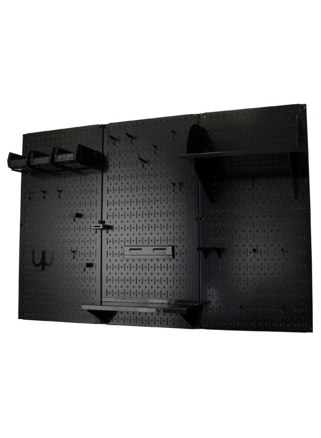 Pegboard Organizer   4 ft. Metal Pegboard Standard Tool Storage Kit with Black Toolboard and Black Accessories