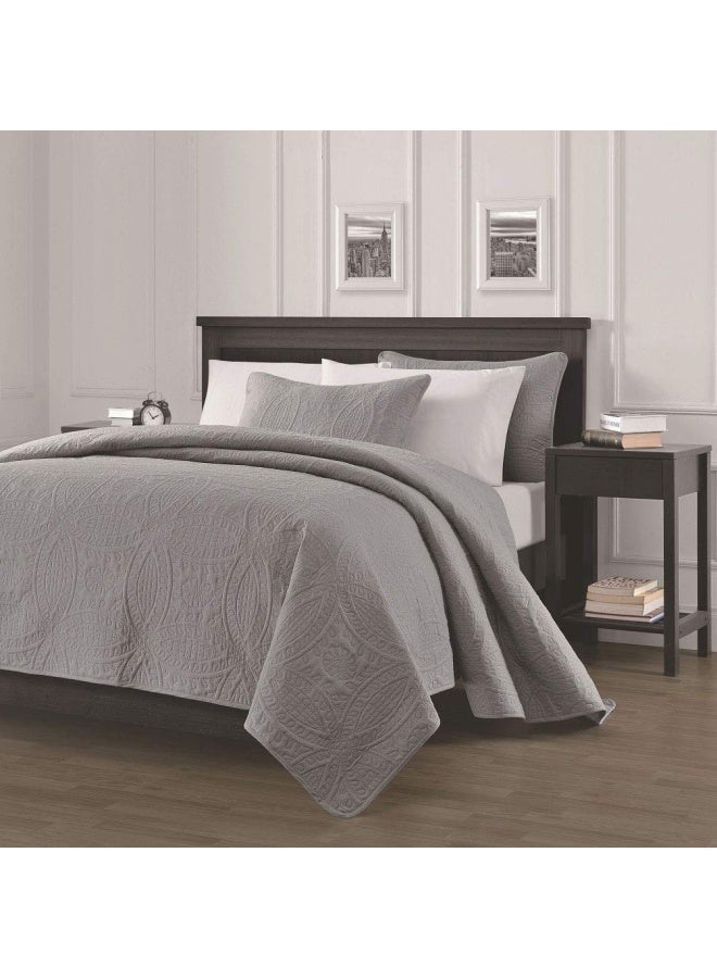 Austin 3-Piece Oversized Bedspread Coverlet Set  King  Gray