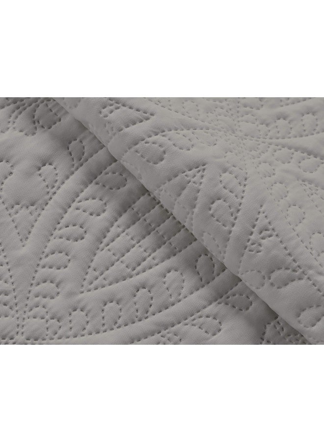 Austin 3-Piece Oversized Bedspread Coverlet Set  King  Gray