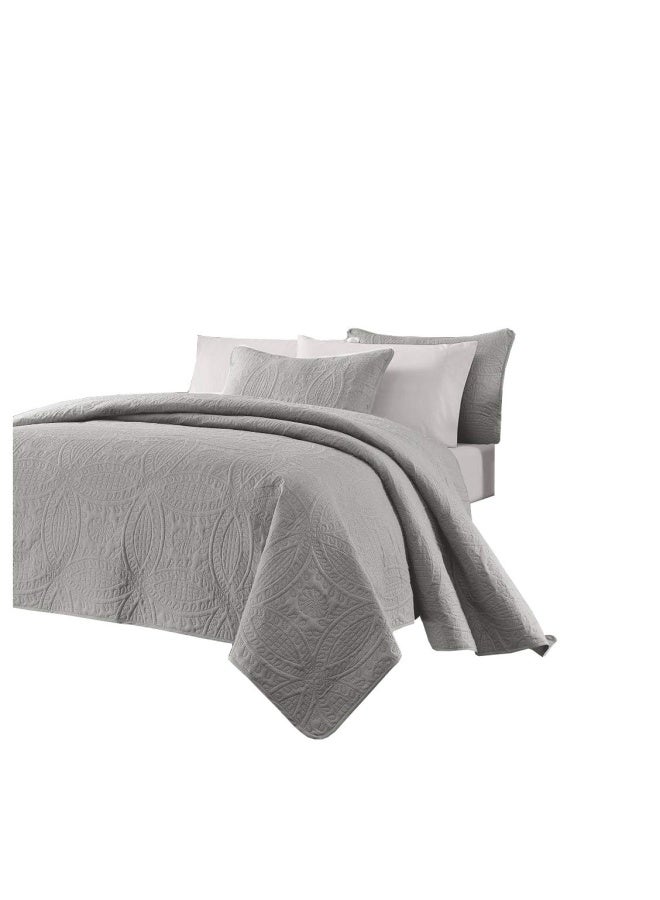 Austin 3-Piece Oversized Bedspread Coverlet Set  King  Gray