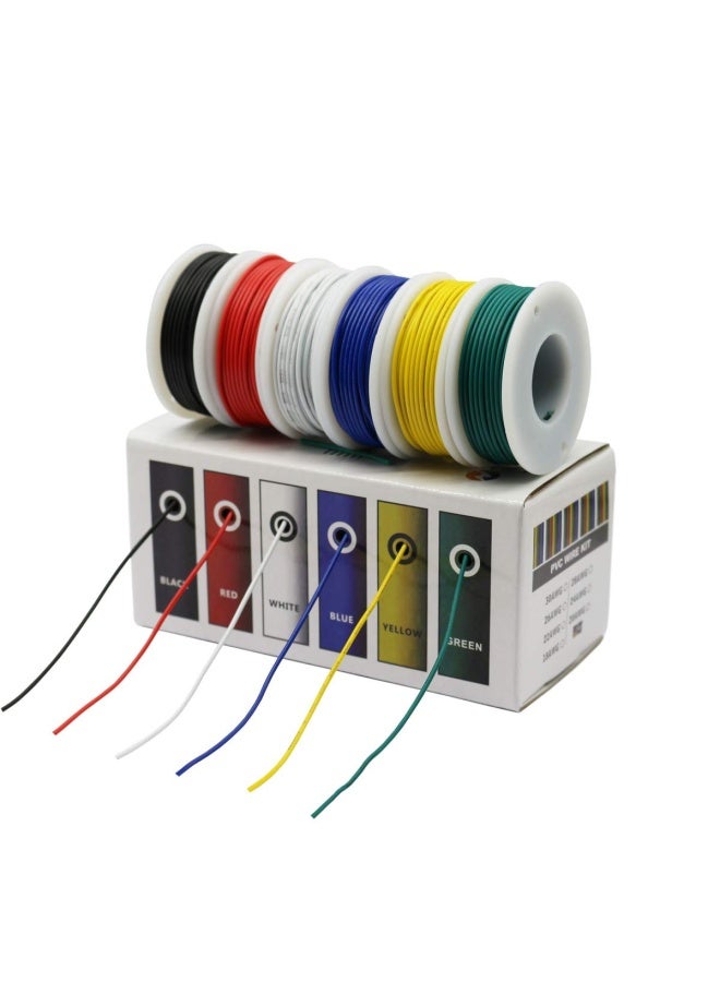 Cbazy Cbazy Hook Up Wire Kit (Stranded Wire Kit) 18 Gauge 6 Colors 16.4 Feet Each Electrical Wire 18 Awg