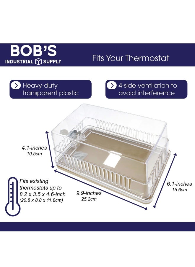 A C Thermostat Lock Box With Key Xl 1Pk - Plastic Locking Wall Thermostat Cover - Lockable Heat And Air Condition Control Panel Cover