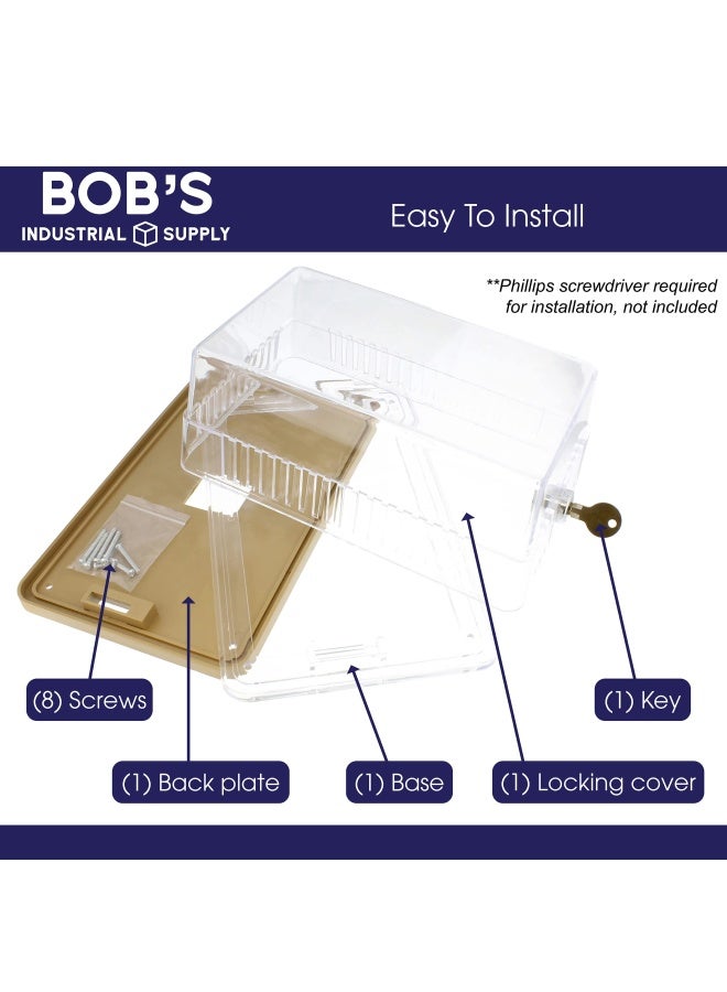 A C Thermostat Lock Box With Key Xl 1Pk - Plastic Locking Wall Thermostat Cover - Lockable Heat And Air Condition Control Panel Cover