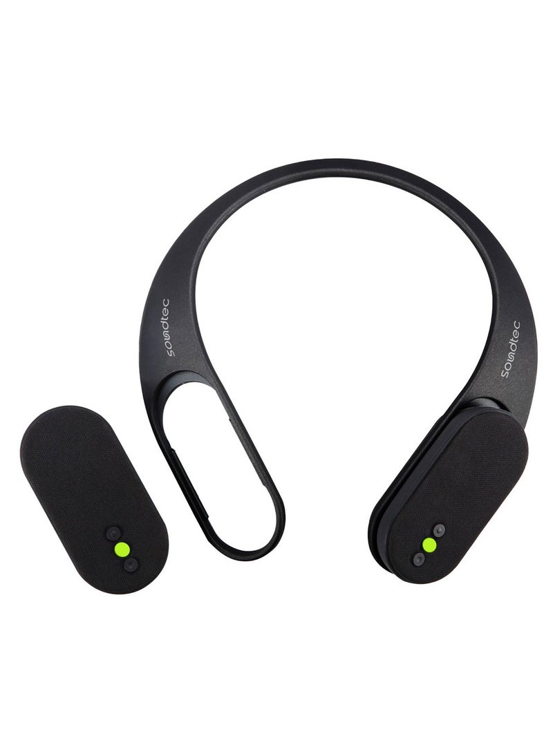 Sporty Wearable Neckband TWS Speaker Up To 10m Transmission Distance  IPX4 Water-Resistant V5.3 Bluetooth - Black