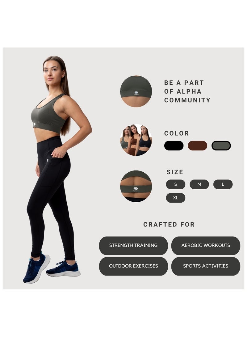 AlphaSquad Sports Bra Comfortable Ladies Bra Top for Fitness Yoga Workout Gym Running Exercise Dance Athletic