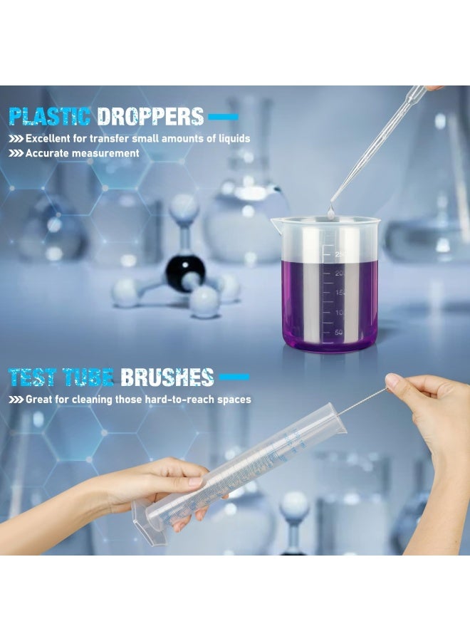 Moveland  Plastic Graduated Cylinders And Beakers With 5 Pipettes 10Ml 25Ml 50Ml 100Ml Cylinders 50Ml 100Ml 250Ml 500Ml 1000Ml Beakers Ideal For Diy And Kids Science Lab