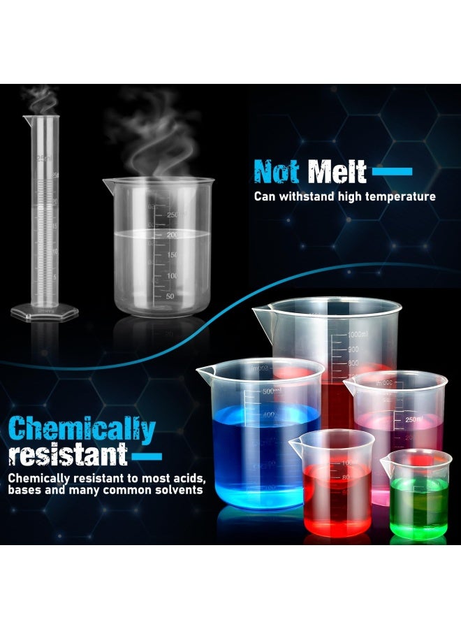 Moveland  Plastic Graduated Cylinders And Beakers With 5 Pipettes 10Ml 25Ml 50Ml 100Ml Cylinders 50Ml 100Ml 250Ml 500Ml 1000Ml Beakers Ideal For Diy And Kids Science Lab