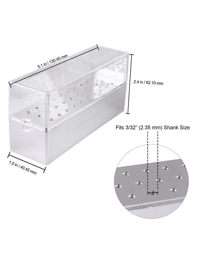 Nail Drill Bit Holder Stand Display Organizer Dust Proof Storage Container Box Case Tools For Home Use Or Nail Salon (30 Holes Silver)