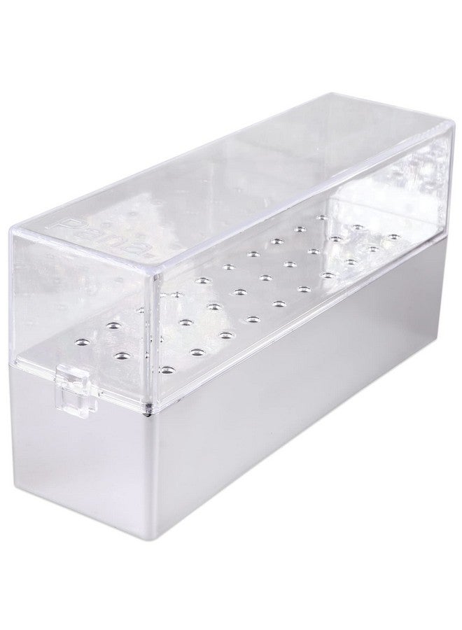 Nail Drill Bit Holder Stand Display Organizer Dust Proof Storage Container Box Case Tools For Home Use Or Nail Salon (30 Holes Silver)