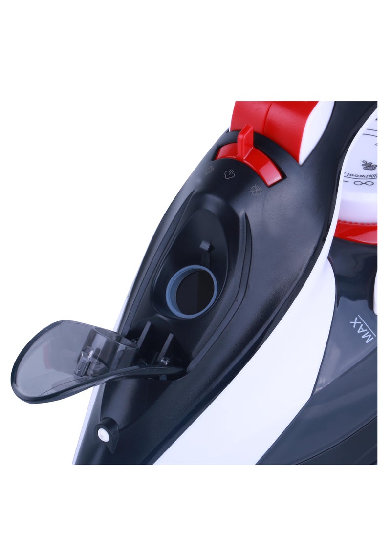 Steam Iron with Ceramic Coated Soleplate | Steam/Burst Steam/Spray/Dry Iron with Self-Clean Function | Anti-Drip/Anti-Calc/Auto Shut-Off With Water Tank 350 ml 2800 W SI-5085C Black/Red