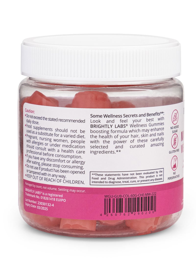 Indulge in Sweet Cherry Marine Collagen Wellness Gummies: Sugar-Free, Non-GMO, Soy-Free. Packed with Hydrolyzed Marine Collagen, Vitamin C & E, Biotin, Zinc - 60 Gummies.