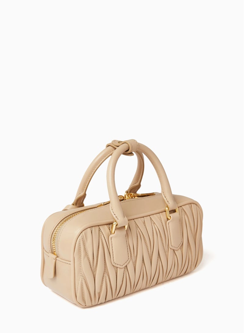 MIU Small Arcadie Top Handle Bag in Matelassé Nappa Leather Crossbody Shoulder