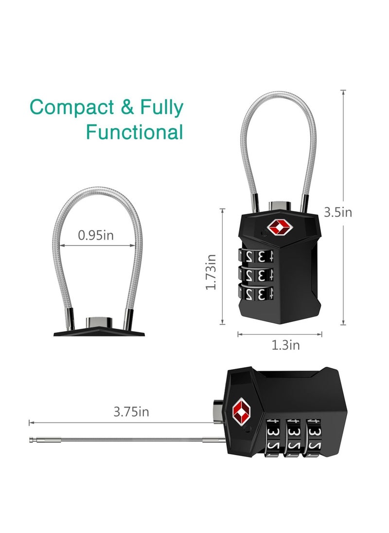 Suitcase Locks Luggage Locks, 2 pcs DELFINO TSA Approved Luggage Lock, Zinc Alloy Security Padlock, 3-Dial Combination Padlock for Luggage, Suitcases, Backpacks, Duffle Bag Laptop Camera Bag