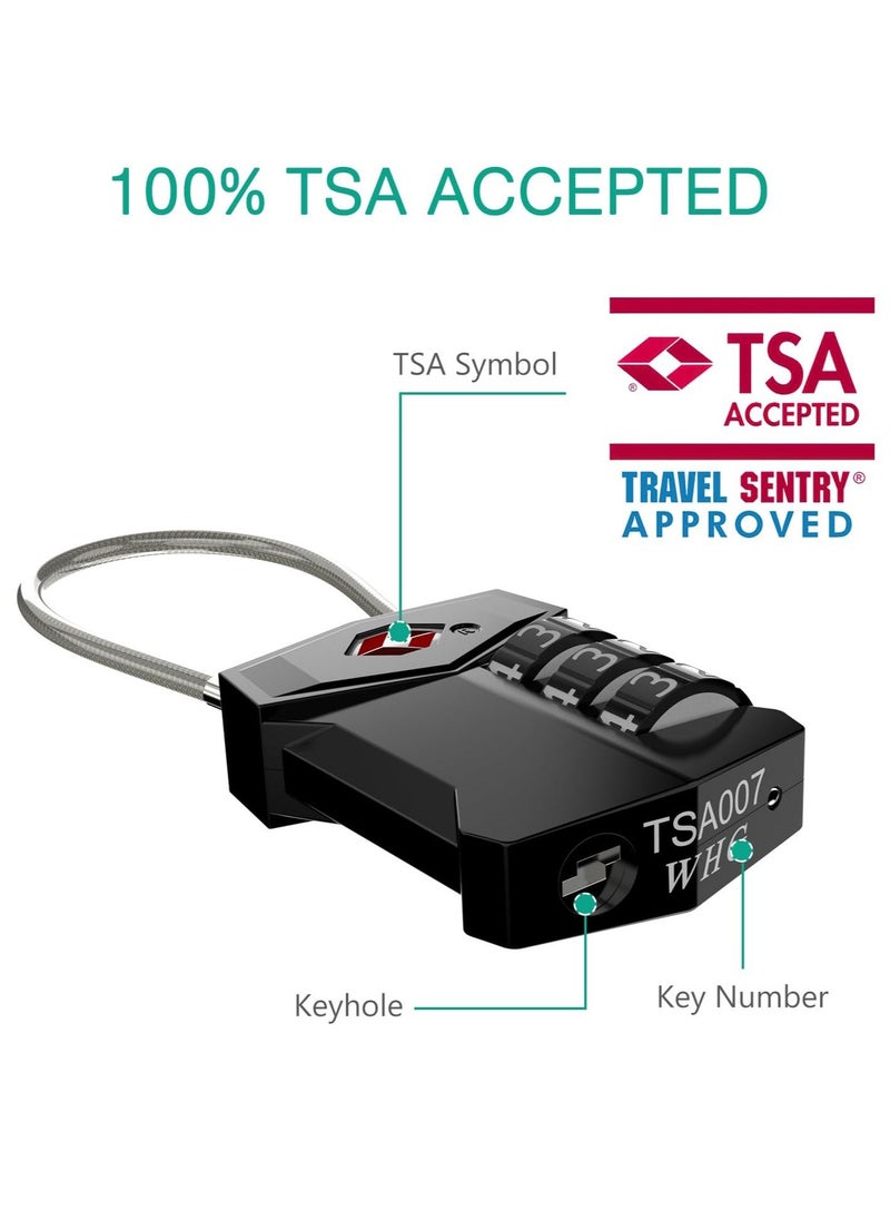 Suitcase Locks Luggage Locks, 2 pcs DELFINO TSA Approved Luggage Lock, Zinc Alloy Security Padlock, 3-Dial Combination Padlock for Luggage, Suitcases, Backpacks, Duffle Bag Laptop Camera Bag