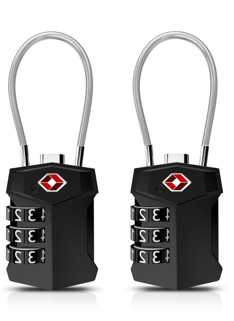 Suitcase Locks Luggage Locks, 2 pcs DELFINO TSA Approved Luggage Lock, Zinc Alloy Security Padlock, 3-Dial Combination Padlock for Luggage, Suitcases, Backpacks, Duffle Bag Laptop Camera Bag