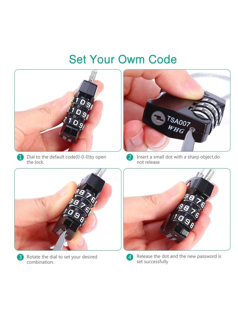 Suitcase Locks Luggage Locks, 2 pcs DELFINO TSA Approved Luggage Lock, Zinc Alloy Security Padlock, 3-Dial Combination Padlock for Luggage, Suitcases, Backpacks, Duffle Bag Laptop Camera Bag