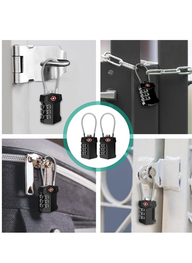 Suitcase Locks Luggage Locks, 2 pcs DELFINO TSA Approved Luggage Lock, Zinc Alloy Security Padlock, 3-Dial Combination Padlock for Luggage, Suitcases, Backpacks, Duffle Bag Laptop Camera Bag