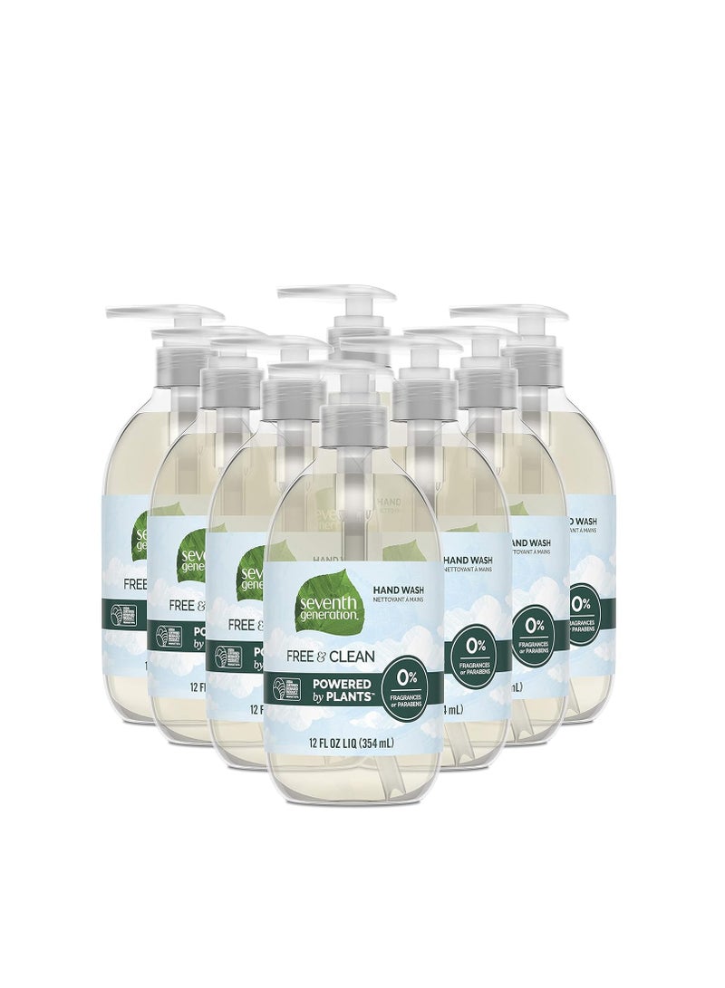 Seventh Generation Liquid Hand Soap Fragrance Free Free & Clean Unscented Hand Soap 12 Fl.oz, Pack of 8