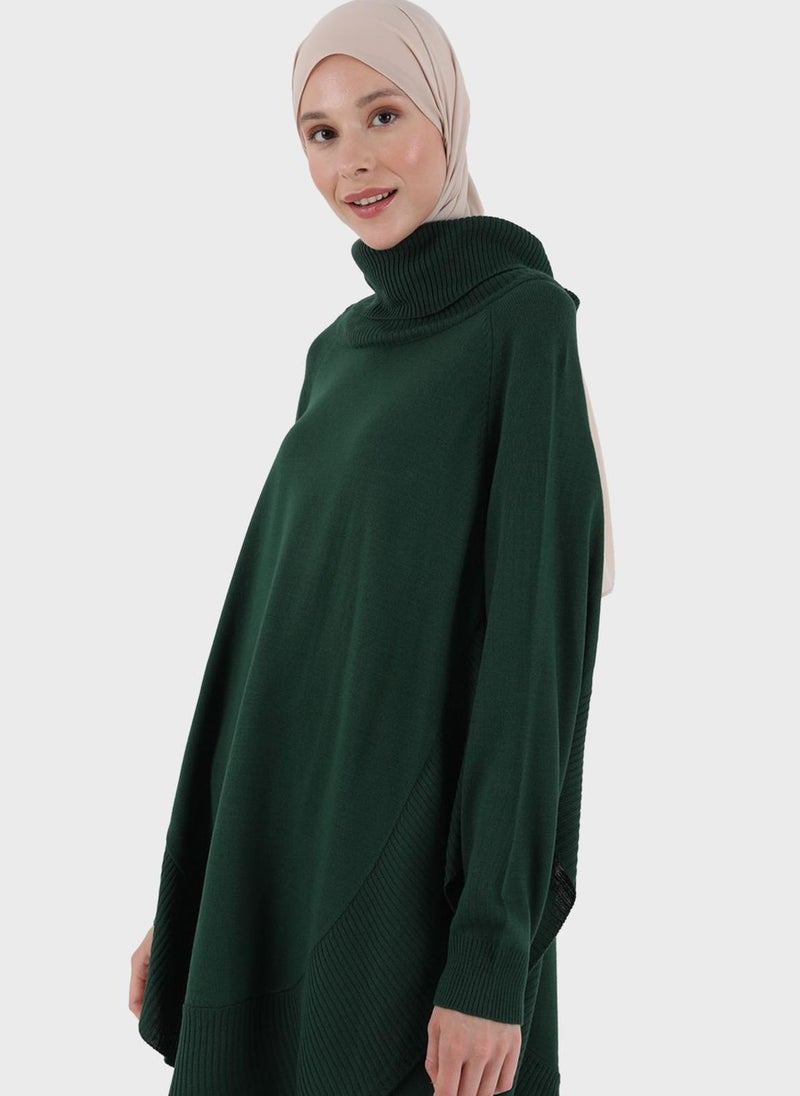 Turtle Neck Side Slit Tunic