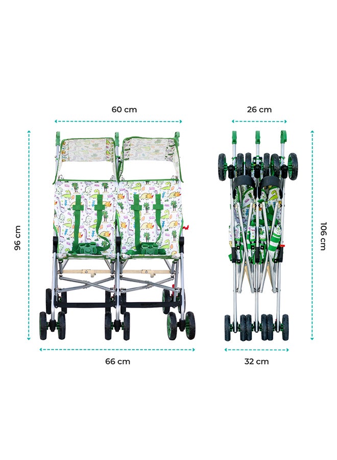 Jet Plus Twin Buggy Lightweight Travel Strollers, Up To 30Kg, 6M+, Green