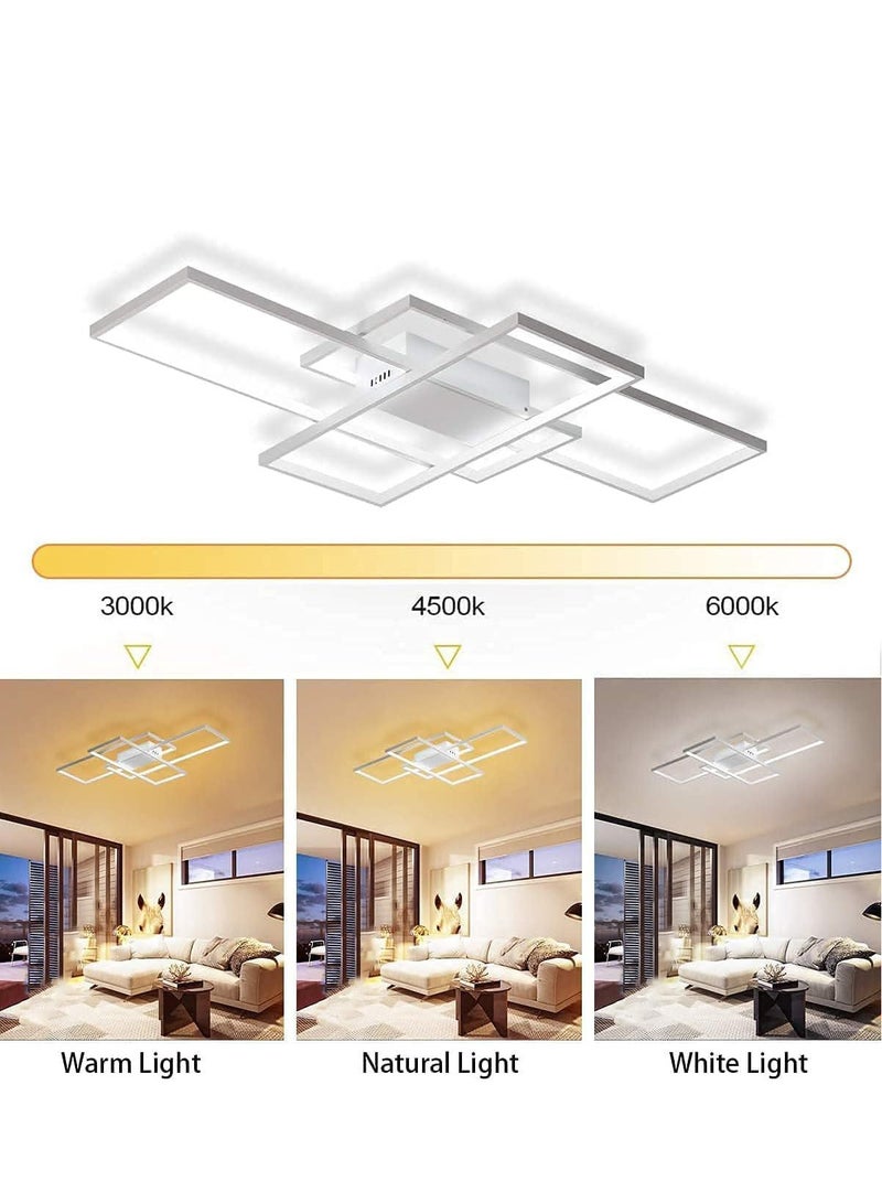 Dimmable Ceiling Light Modern LED Chandelier with Remote Control 50W 3 Layer Square Ceiling Lamp