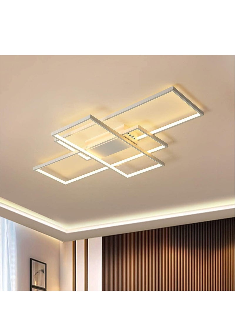 Dimmable Ceiling Light Modern LED Chandelier with Remote Control 50W 3 Layer Square Ceiling Lamp