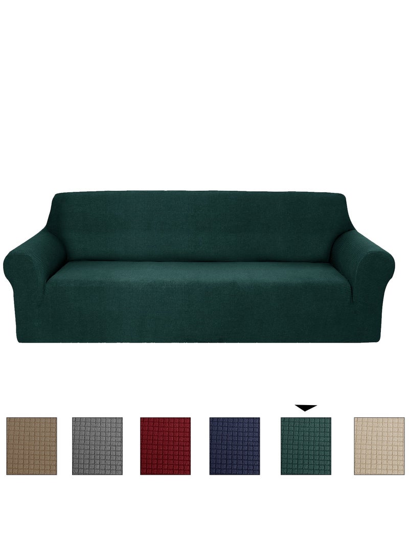 High Stretch 2-Seater Sofa Cover Soft Brushed Fabric Couch Cover Exquisitely Full Coverage Furniture Protector Slipcover Two Seater Fits on Standard and Recliner Sofa 145-178cm Size Teal Green