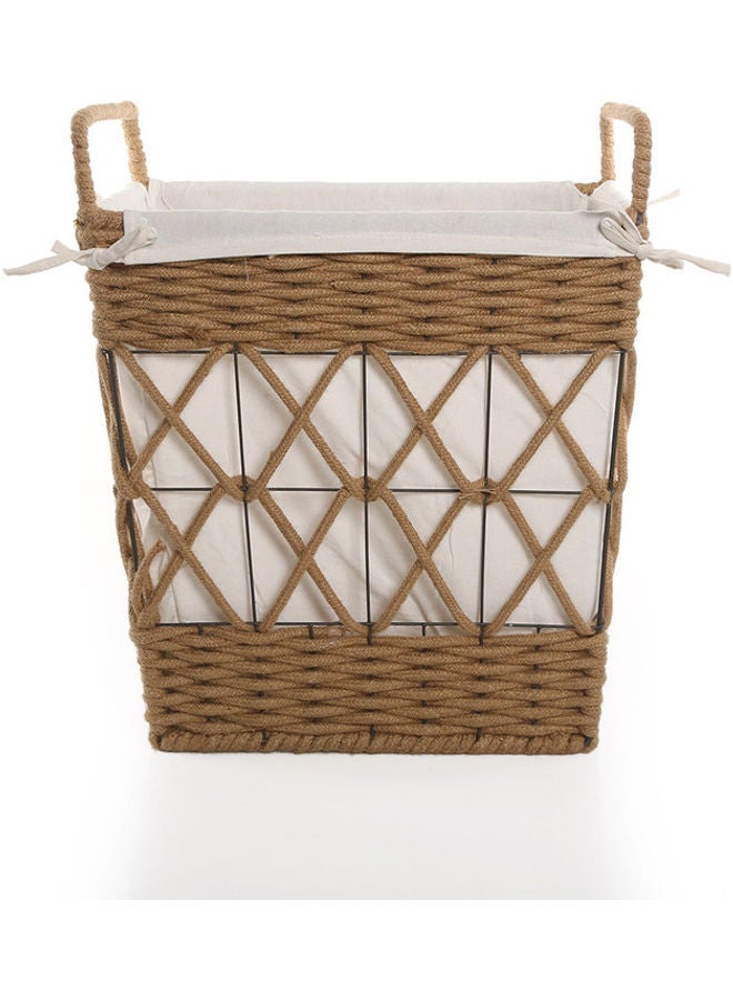 Rectangular Rope Hamper With Lining Natural 48x35x49cm