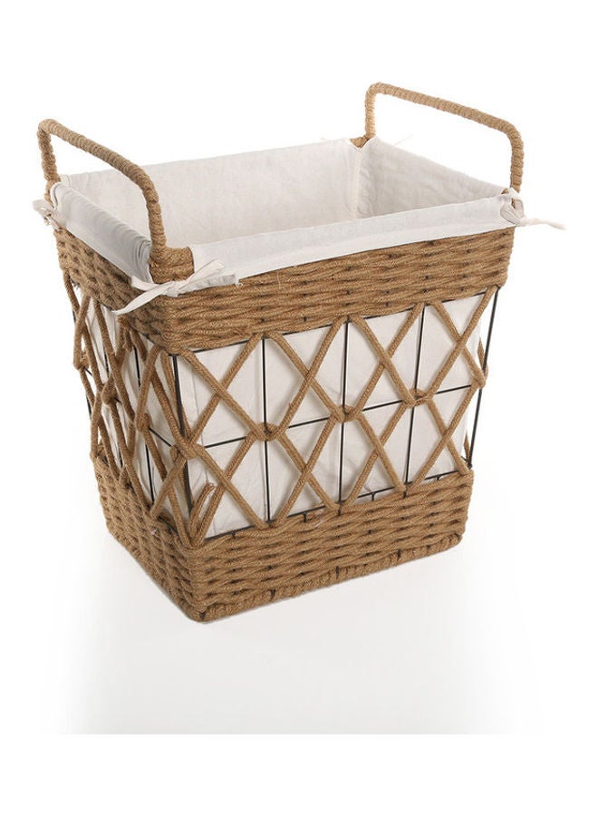 Rectangular Rope Hamper With Lining Natural 48x35x49cm