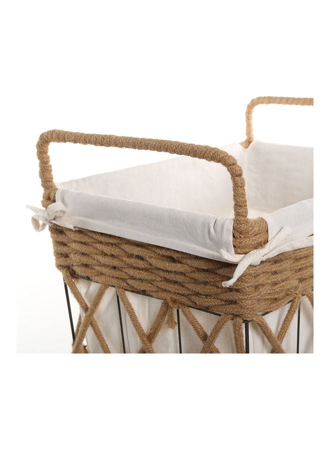 Rectangular Rope Hamper With Lining Natural 48x35x49cm