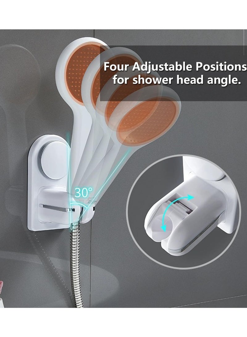 Shower Head Holder, Adjustable Suction Shower Head Holder, Shower Wand Bracket Shower Wall Mount Holder, Adjustable Shower Base, Punch Free, White