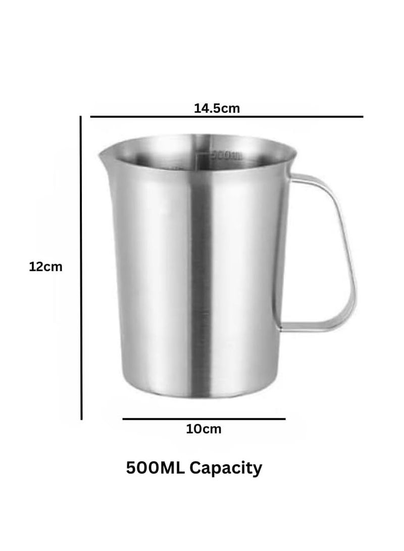 Liying 500ML Stainless Steel Milk Frothing Pitcher with measurement and Marking Handle for Espresso Machines, Latte Art