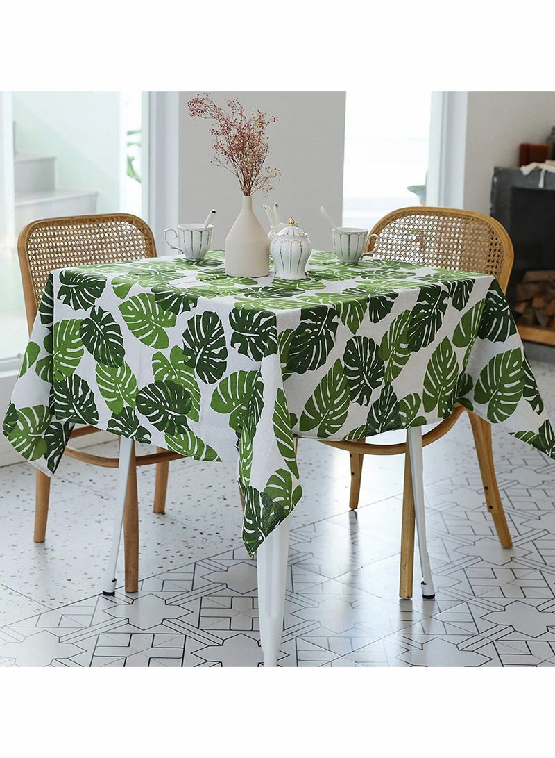 Pastoral Square Tablecloth 55 x 55 Inch Linen Fabric Table Cloth Washable Table Cover with Dust Proof Wrinkle Resistant for Restaurant Picnic Indoor and Outdoor Dining