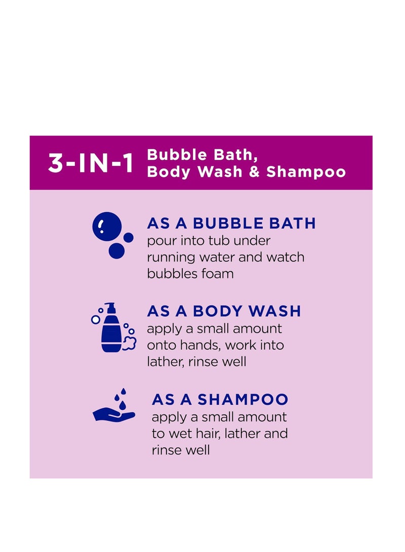 Dr Teal's Kids 3-in-1 Elderberry Bath: Bubble Bath, Body Wash & Shampoo, 20 fl oz.