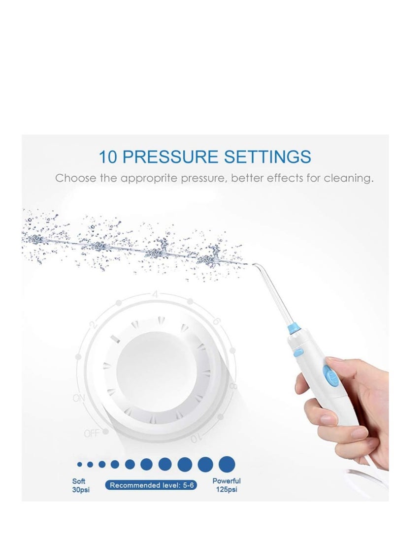 TUREWELL Water Flossing Oral Irrigator, 600ML Dental Cleaner 10 Adjustable Pressure, Electric Oral Flosser for Teeth/Braces, 8 Water Jet Tips for Family (White)