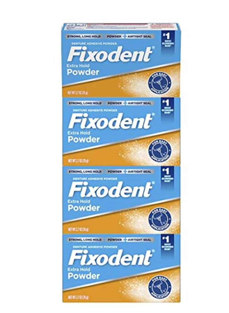 Fixodent Extra Hold Denture Adhesive Powder, 2.7 Ounce (Pack of 4)