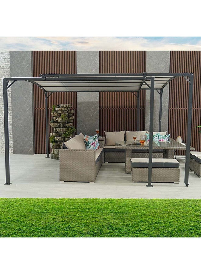 Metal Gazebo Steel Frame With Polyester Roof Rectangle Shape Without Curtain Water And UV Resistant Garden Patio Canopy Modern Outdoor Furniture 5.4x3m Grey