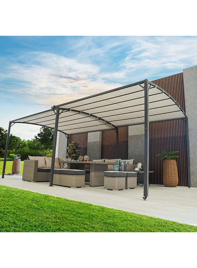 Metal Gazebo Steel Frame With Polyester Roof Rectangle Shape Without Curtain Water And UV Resistant Garden Patio Canopy Modern Outdoor Furniture 5.4x3m Grey